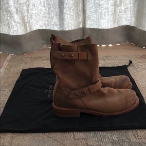 RAG & BONE TAN LEATHER MOTO BOOT